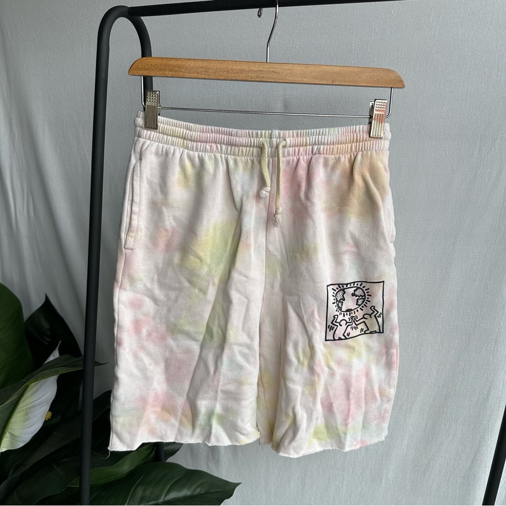 Keith Haring Pink and Yellow Tie Dye Shorts / Size SM